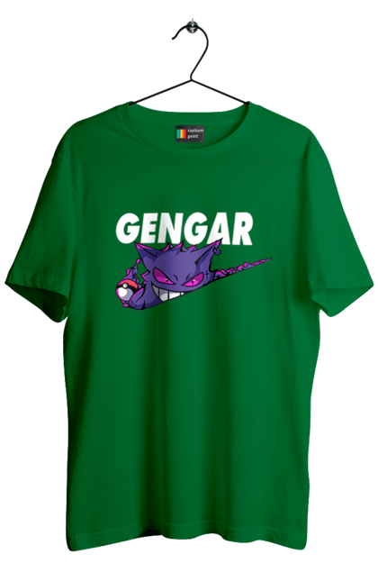 Men's t-shirt with prints Pokemon Gengar. Anime, fushigibana, games, gengar, nintendo, pokemon, pokemon go. 2070702