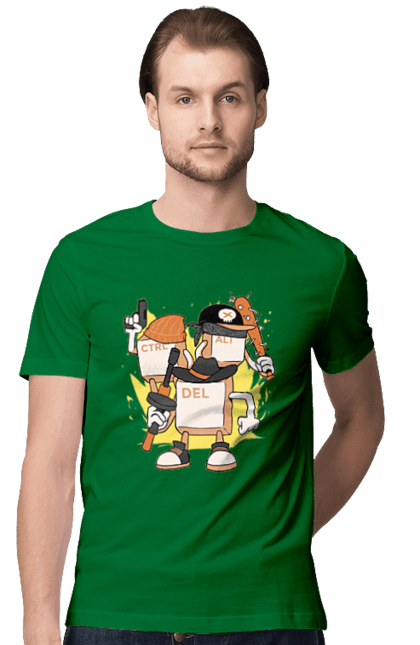 Футболка чоловіча з принтом "Ctrl alt del Програмерський екшен". 404, andoid, aws, backend, c++, cloud, css, data, dev, devops, frontend, geek, git, github, go, golang, google, hacker, html, ios, java, javascript, jquery, js, linux, nodejs, php, python, react, science, script, web, геймер, гік, дата, клавіши, код, компьютер, лінукс, мова, облако, пайтон, пингфин, программист, програмування, талисман, хакер. 2070702