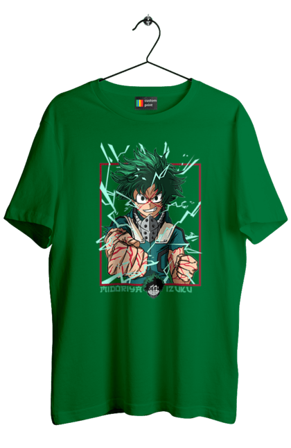 Футболка чоловіча з принтом "Моя академія героїв Мідорія". Izuku, midoriya, my hero academia, аніме, ізуку мідорія, манга, мідорія, моя геройська академія. 2070702