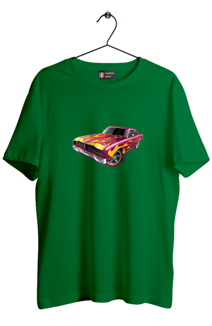 Men`s t-shirt with prints Custom car. Airbrushing, auto, by custom, car, fire, flame, machine, tuning. 2070702