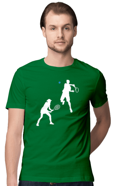 Футболка чоловіча з принтом "Теніс". Великий теніс, гравці, грунт, м`яч, призовий фонд, ракетка, спонсор, турнір на ґрунті, турнірна сітка, хард. 2070702