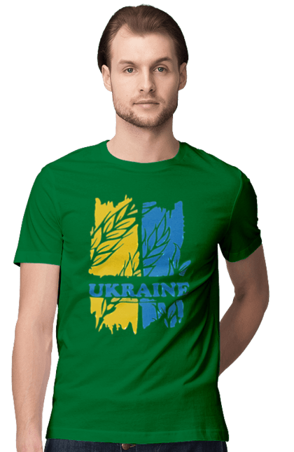 Футболка чоловіча з принтом "Україна колоски пшениці". Колоски пшениці, символ україни, україна, україна колоски пшениці, українська символіка. 2070702