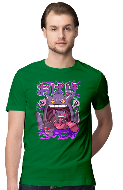 Men`s t-shirt with prints Pokemon Gengar. Anime, fushigibana, games, gengar, nintendo, pokemon, pokemon go. 2070702