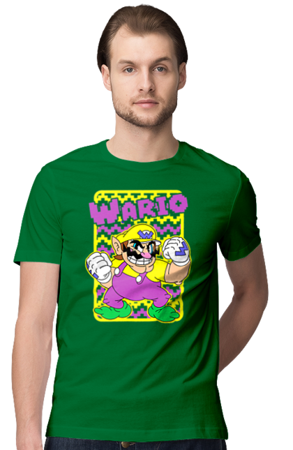 Men's t-shirt with prints The Super Mario Bros. Wario. Character, game, mario, mario bros, nintendo, super mario bros, wario. 2070702