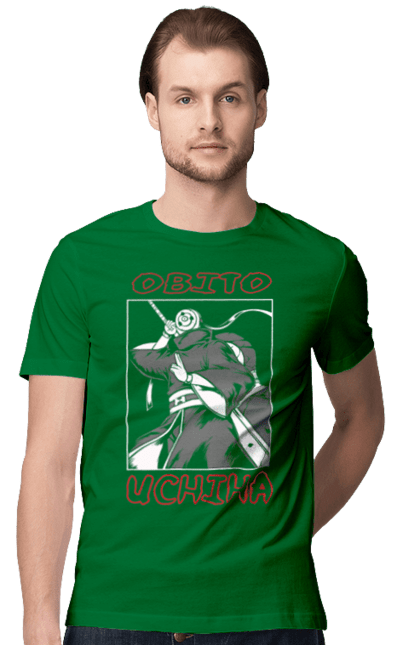 Men's t-shirt with prints Naruto. Anime, character, manga, naruto, ninja, obito uchiha, tv series. 2070702