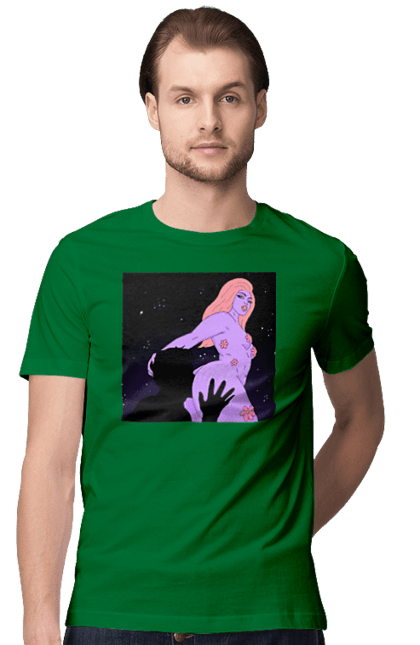 Футболка чоловіча з принтом "Фіолетова Дівчина". Дівчина, тіло. 2070702