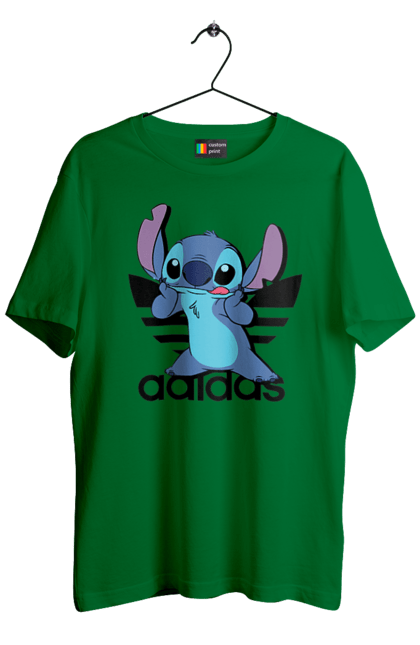 Men's t-shirt with prints Adidas Stich. Alien, cartoon, cinema, disney, film, lilo and stitch, stitch. 2070702