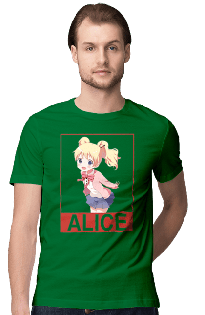 Men's t-shirt with prints Kiniro Mosaic Alice Cartelet. Alice, alice cartelet, anime, gold mosaic, kiniro mosaic, kinmoza, manga. 2070702