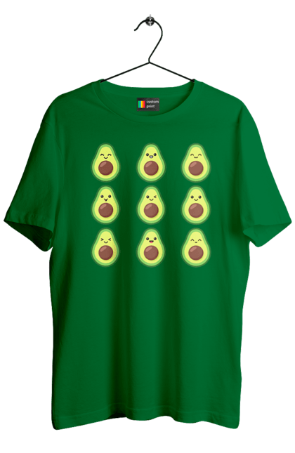 Men`s t-shirt with prints Avocado Mood. Avocado, emotion, food. 2070702