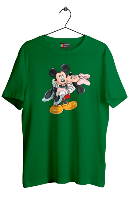 Men's t-shirt with prints Mickey Mouse and Minnie Mouse. Cartoon, disney, mickey, mickey mouse, minnie mouse. 2070702