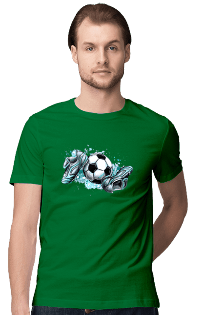 Футболка чоловіча з принтом "Футбольний М'яч І Сороконожки". М`яч, сорокножкі, спорт, футбол. aslan