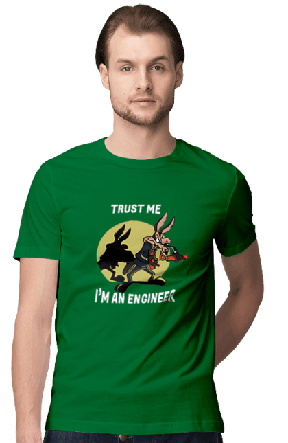 Футболка чоловіча з принтом "Довірся мені, я інженер". It, вибух, гумор, інженер, тварини. futbolka.stylus.ua