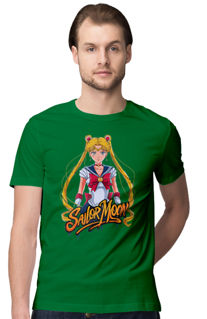 Men's t-shirt with prints Sailor Moon. Anime, drama, magical girl, sailor moon, tv series, usagi tsukino. 2070702