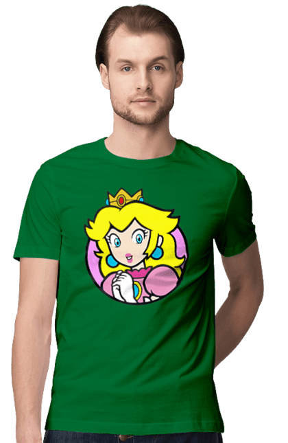 Men's t-shirt with prints Mario Bros. Princess Peach. Character, game, mario, mario bros, nintendo, princess peach, super mario bros. 2070702