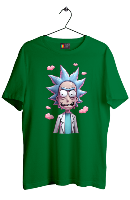 Men's t-shirt with prints Rick and Morty. Adventures, black humor, cartoon, rick, rick and morty, sci-fi, tragicomedy. 2070702