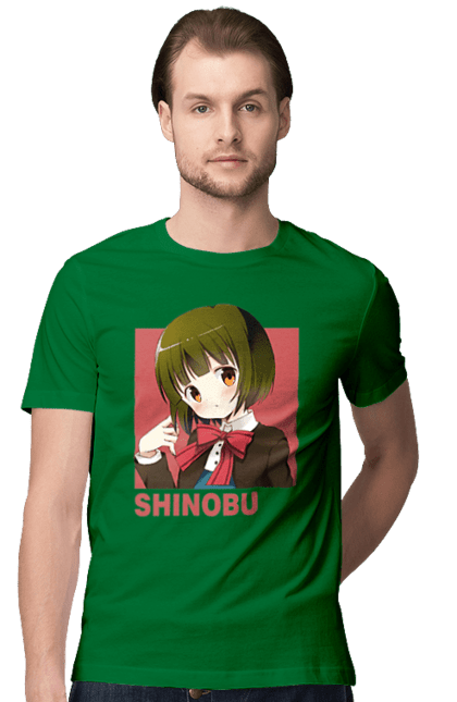 Men's t-shirt with prints Kiniro Mosaic Shinobu Omiya. Anime, gold mosaic, kiniro mosaic, kinmoza, manga, shinobu, shinobu omiya. 2070702