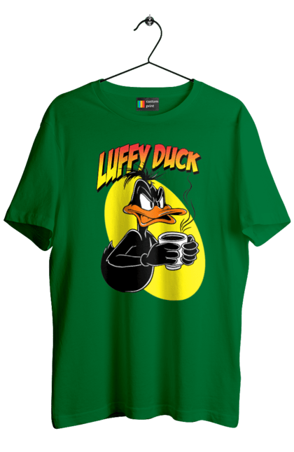 Men's t-shirt with prints Daffy Duck. Cartoon, character, daffy duck, duck, looney tunes, merrie melodies, warner brothers. 2070702