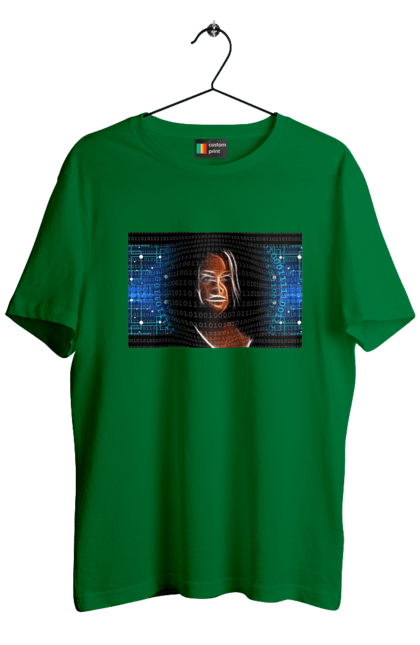 Футболка чоловіча з принтом "Штучний Розум". Айті, айтішник, гик, жінка, знання, інженер, інтелект, кібер, кібернетика, кіборг, код, комп, комп`ютерник, кристал, машинне навчання, мікросхема, мозок, портрет, програміст, професіонал, професія, розробник, розум, світиться, світло, хакер, чіп, штучний інтелект, штучний розум. 2070702