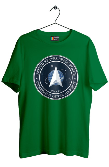 Футболка мужская с принтом Космические силы США. Emblem, political, politics, space, space force, space travel, united states, ussf, космические силы, космические силы сша. 2070702