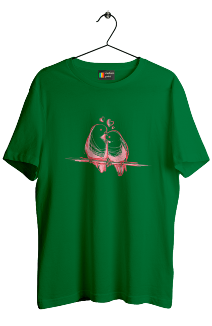 Men`s t-shirt with prints Parrots In Love. Lovers, parrots. 2070702
