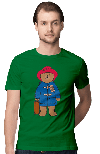 Футболка чоловіча з принтом "Паддінгтон". Animation, bear, cartoon, film, teddy bear. CustomPrint.market