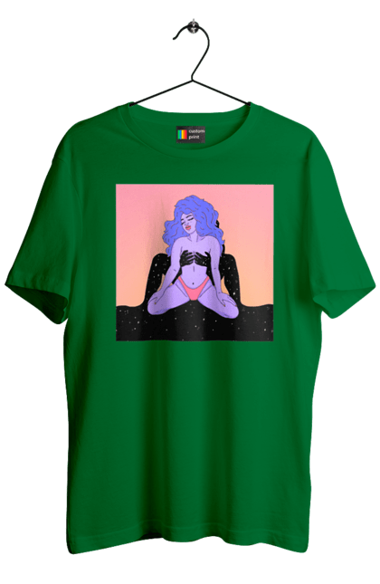 Men`s t-shirt with prints Purple Girl In Panties. Alien, in panties. 2070702
