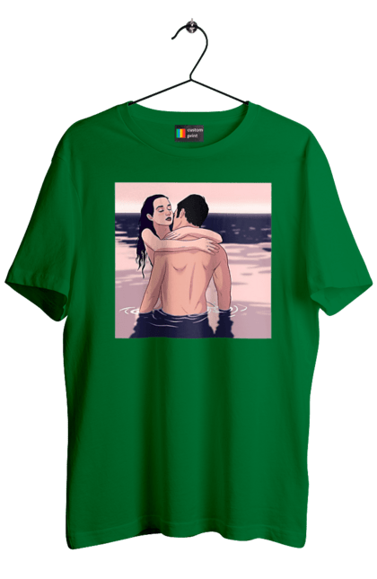 Футболка чоловіча з принтом "Парочка Обнімається В Річці". Голо, кохання, пара. 2070702