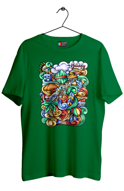 Футболка чоловіча з принтом "Канікули відпочинок арт". Відпочинок, канікули, літо, море, пляж, подорож. 2070702