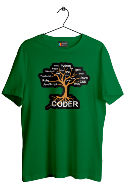 Футболка чоловіча з принтом "Кодер". Айті, айтішник, для айтішника, для програміста, кодер, подарунок айтішнику, подарунок програмісту, програміст, розробник. 2070702