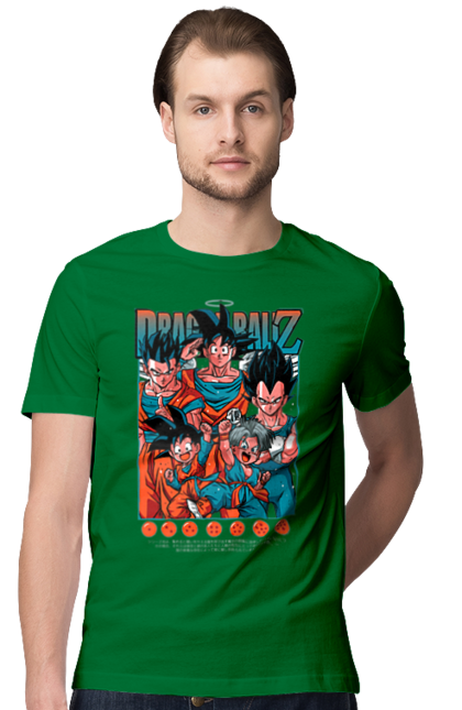 Футболка мужская с принтом Жемчуг дракона. Anime, dragon ball, goku, manga, vegeta, аниме, вегета, гоку, жемчуг дракона, манга. 2070702