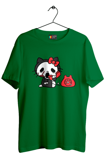 Men's t-shirt with prints Hello Kitty Halloween. Brand, cat, character, halloween, hello kitty, kitten. 2070702