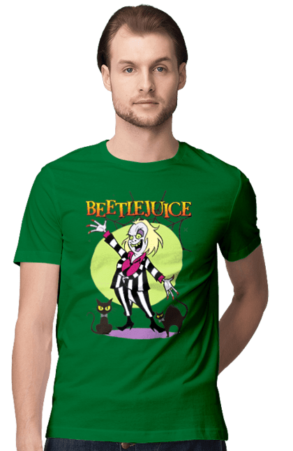 Men's t-shirt with prints Beetlejuice. Beetlejuice, comedy, ghost, horror, movie, tim burton, warner bros. 2070702