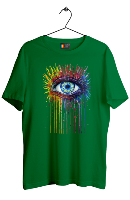 Men`s t-shirt with prints Colorful Flowing Eye. Eye, paints. 2070702