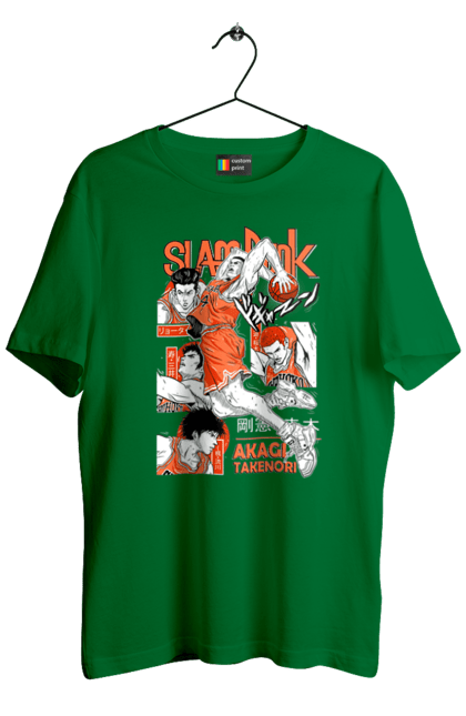 Men's t-shirt with prints Slam Dunk Takenori Akagi. Anime, basketball, comedy, manga, school, shonen, slam dunk, sports anime, takenori akagi. 2070702