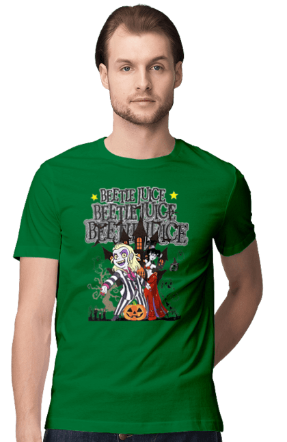 Men's t-shirt with prints Beetlejuice. Beetlejuice, comedy, ghost, horror, movie, tim burton, warner bros. 2070702