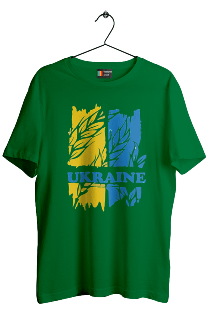 Футболка чоловіча з принтом "Україна колоски пшениці". Колоски пшениці, символ україни, україна, україна колоски пшениці, українська символіка. 2070702