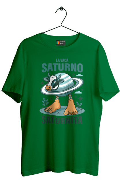 Футболка чоловіча з принтом "Lavaca Saturno Saturnita". Брейнрот, італійська гнилизна мозку, італійський брейнрот, італійський мем, італійські меми, корова сатурн, ла вака, ла вака сатурно, лавака сатурно, сатурно сатурніто. 2070702