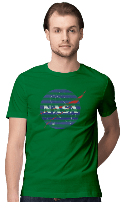 Футболка чоловіча з принтом "NASA". Авіація, астронавтика, дослідження, емблема, космічний, космонавтика, космос, наука, повітроплавання, ракета, сша, технології. futbolka.stylus.ua
