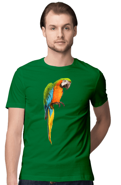 Men`s t-shirt with prints Just A Parrot. Birdie, parrot. 2070702