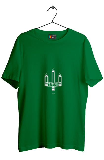 Men`s t-shirt with prints Artfront white monocolor. Front, independence day, patriotic, printing, sarabeevart, to buy, ukraine. 2070702