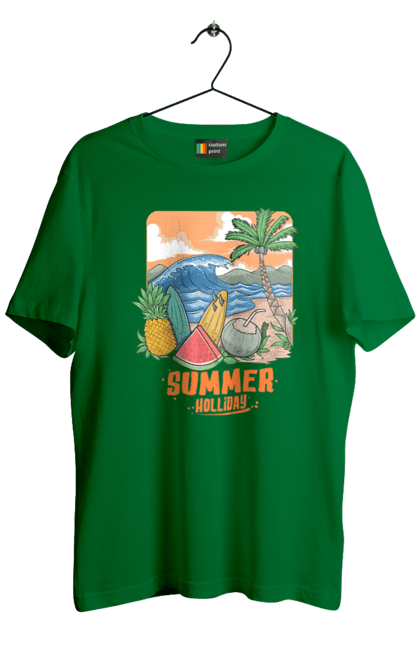 Men`s t-shirt with prints Summer Holidays. Palm, sea, summer, waves. 2070702