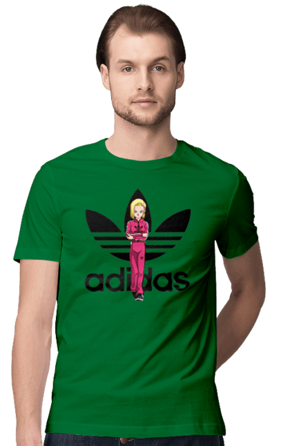 Футболка чоловіча з принтом "Adidas Андроїд 18". Adidas, android 18, dragon ball, адідас, андроїд 18, аніме, вбивця, кіборг, манга, перли дракона. 2070702