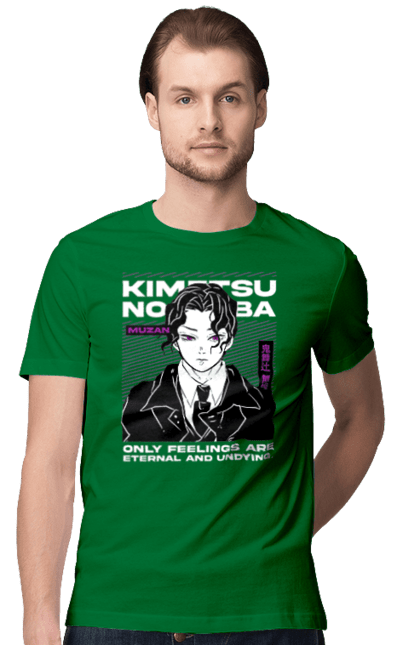 Men's t-shirt with prints Demon Slayer Muzan. Anime, demon slayer, eternal paradise faith, kimetsu no yaiba, manga, muzan, twelve kizuki, upper rank six. 2070702