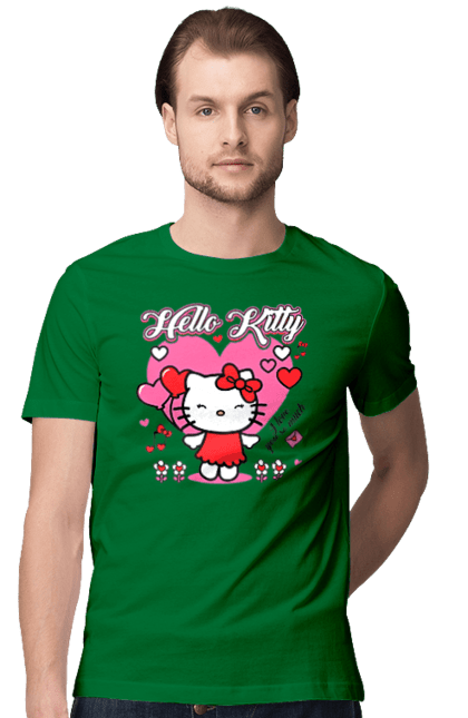 Men's t-shirt with prints Hello Kitty. Brand, cat, character, hello kitty, kitten. 2070702