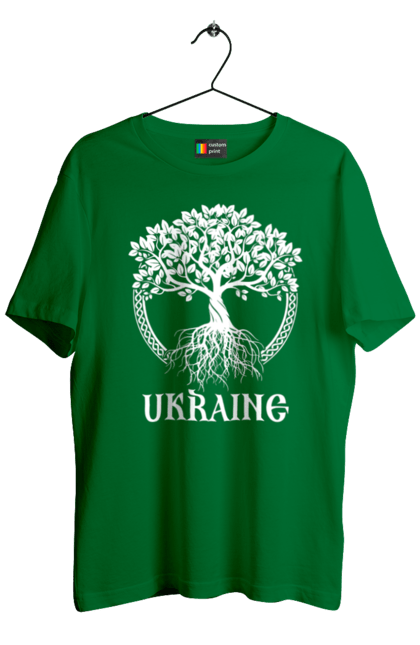Футболка чоловіча з принтом "Дерево Україна". Дерево, дерево з корінням, дерево україна, зсу, патріотична, україна, українська. 2070702