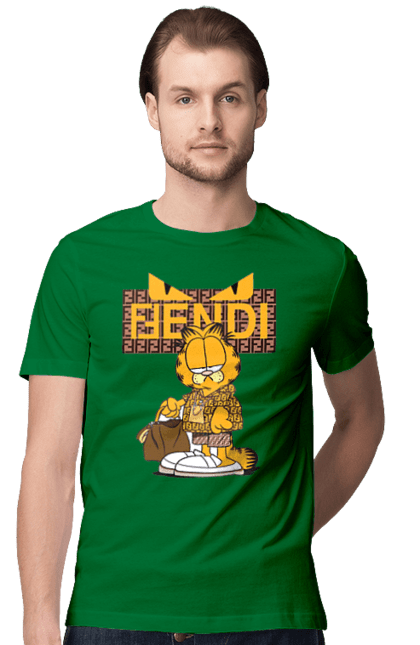 Men's t-shirt with prints Fendi Garfield. Bag, brand, clothes, fashion, fashion house, fendi, garfield, italy, luxury, lvmh. 2070702