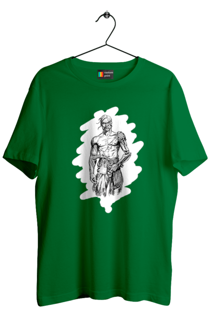 Футболка чоловіча з принтом "Кіборги україни". Вуса, зброя, кіборг, козак, патріот, пістолет, українець, чуб. 2070702