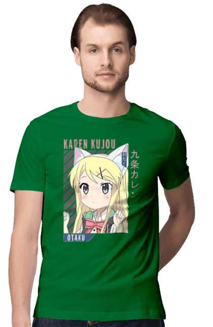 Men's t-shirt with prints Kiniro Mosaic Karen Kujo. Anime, gold mosaic, karen, karen kujo, kiniro mosaic, kinmoza, manga. 2070702