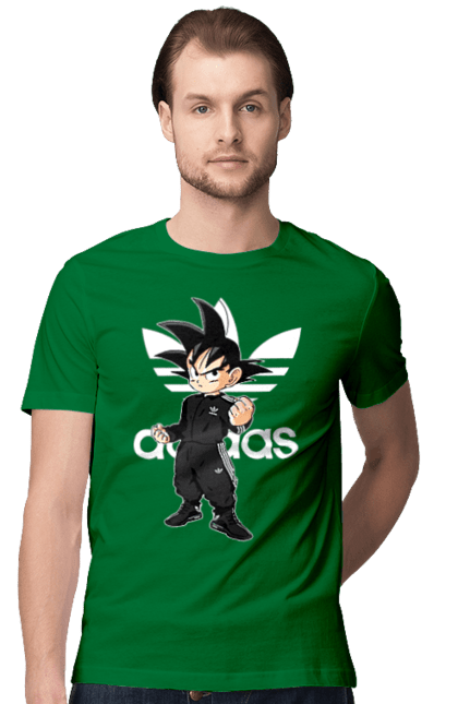 Футболка мужская с принтом Adidas Сон Гоку. Adidas, anime, dragon ball, manga, son goku, адидас, аниме, гоку, жемчуг дракона, сон гоку. 2070702