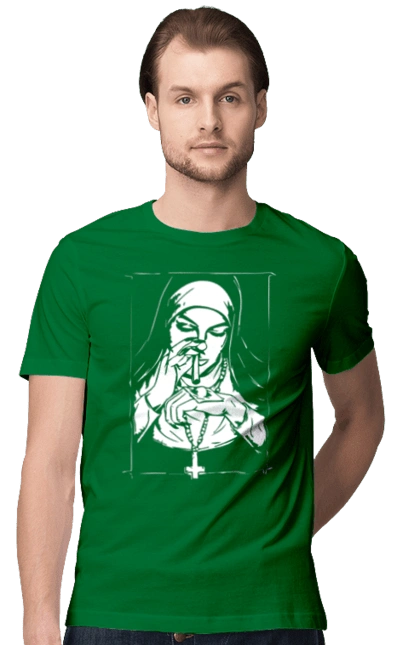 The nun sniffs the powder